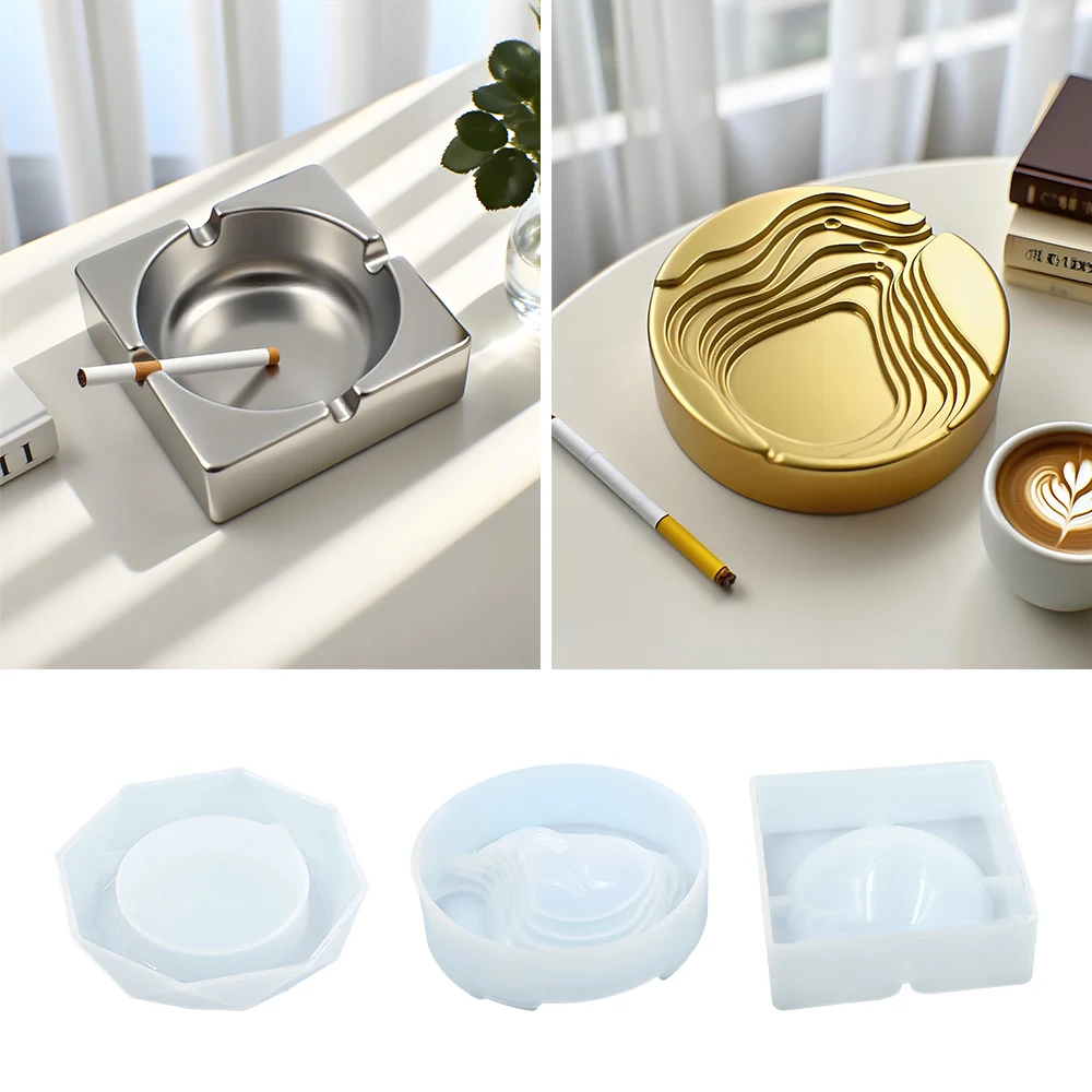SZ107 DIY Ashtray Silicone Mold Cement Jewelry Storage Box Gypsum Molds Casting Epoxy Resin Molds Father'S Day Gift