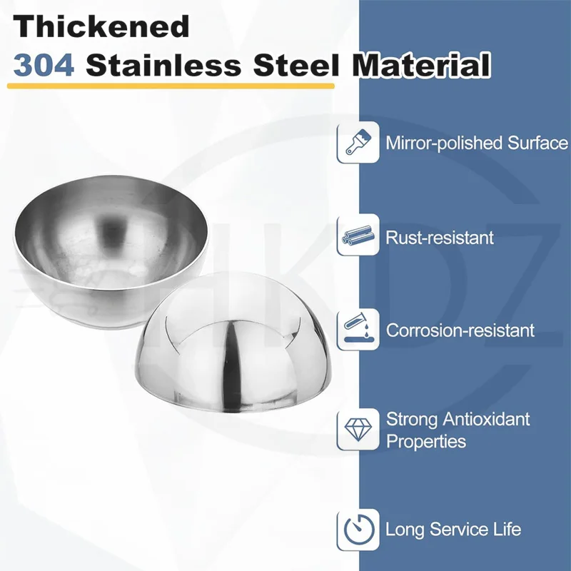 304 Stainless Steel Semi Spherical Ball 1/1.5/2/3mm Thick Mirror Bright Light Spherical Mold Plug Decoration Hollow Hemisphere