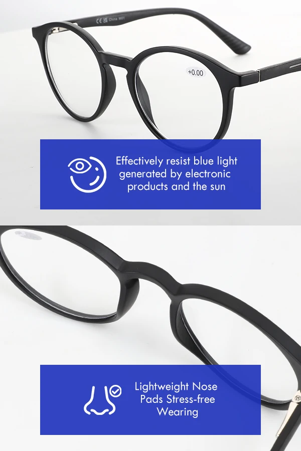 ZENOTTIC Fashion Round Anti Blue Light Blocking Reading Glasses Men Sport Readers Eyewear Women Anti Glare Computer Eyeglasses