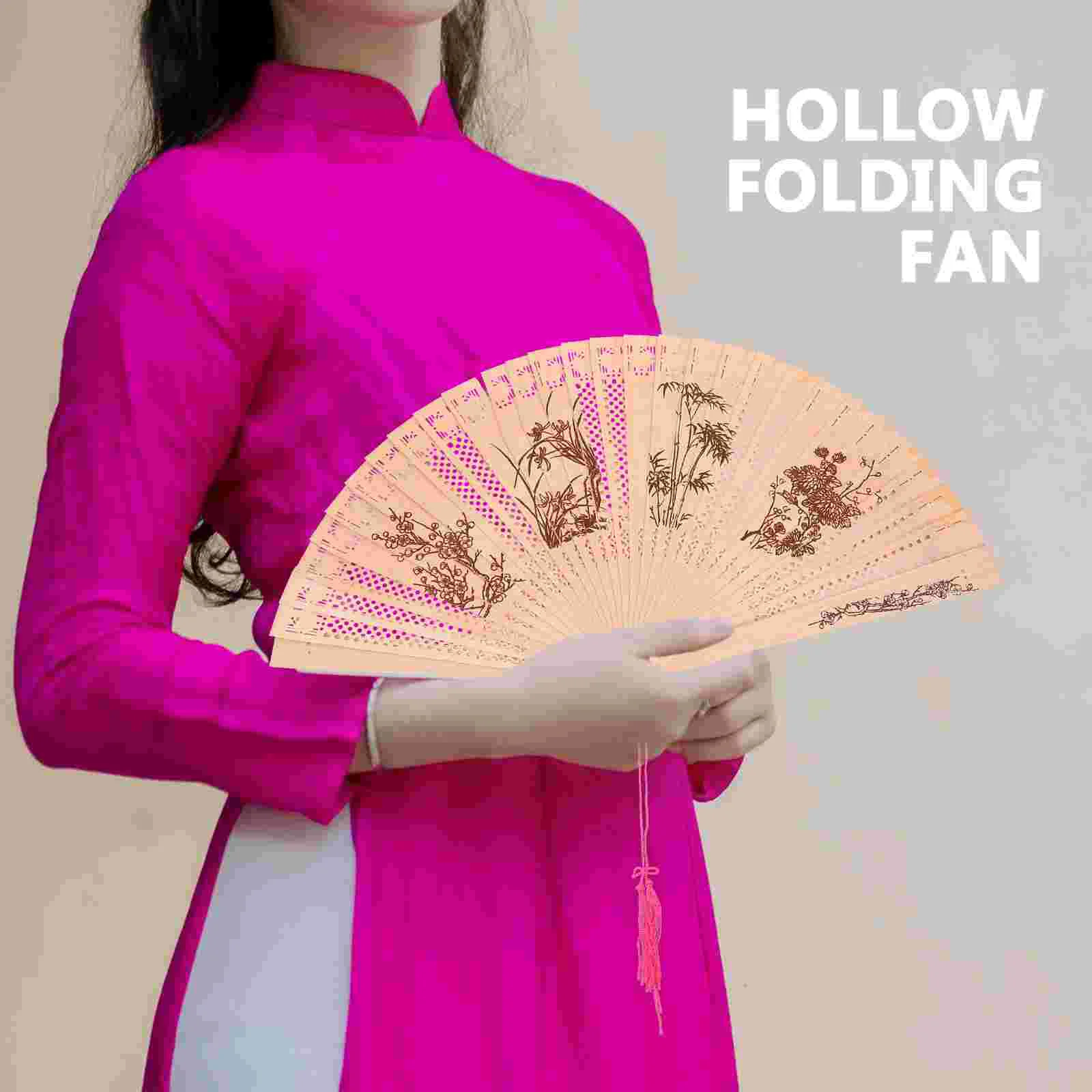 Paper Fan Woman Wedding Decor Sandalwood Folding Hand Wooden Fans Handheld Flodable