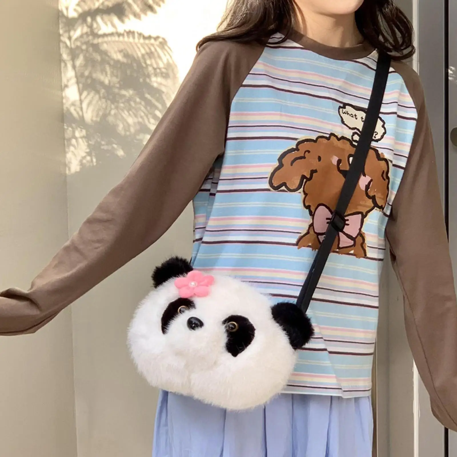 

Плюшевая сумка через плечо, модная мультяшная сумка с регулируемым ремешком, кошелек