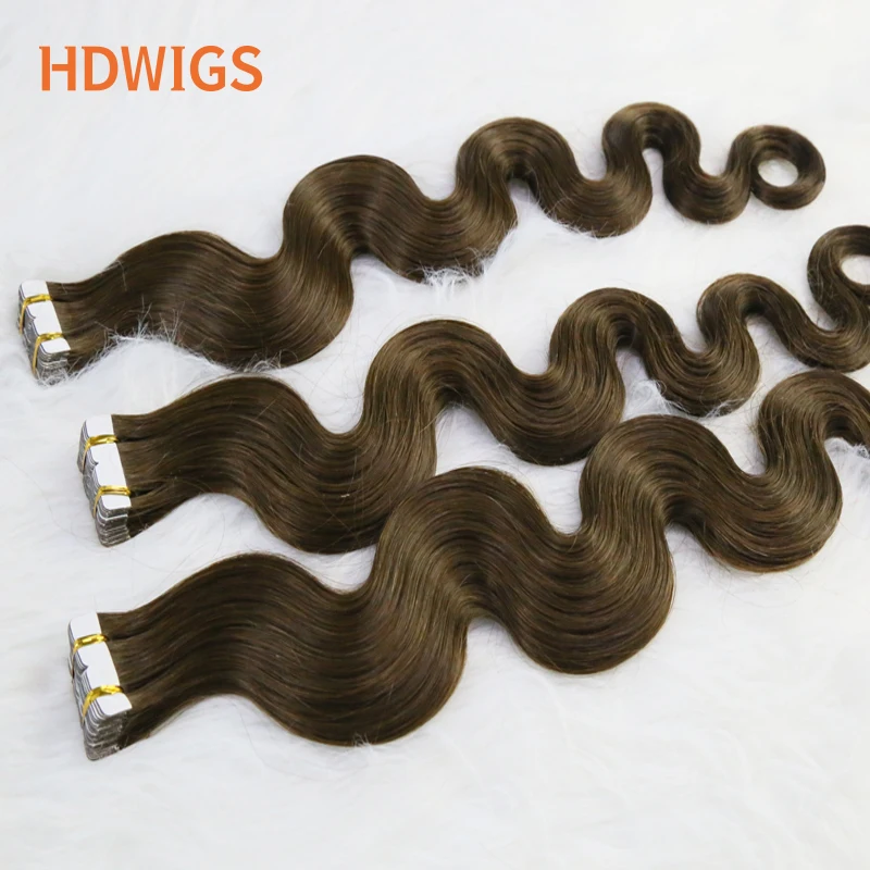 Body Wave Tape in Human Hair Extensions for Women HDWIGS 100% Real Human Hair Wavy Tape in Hair Extension Human Hair Ombre 613#