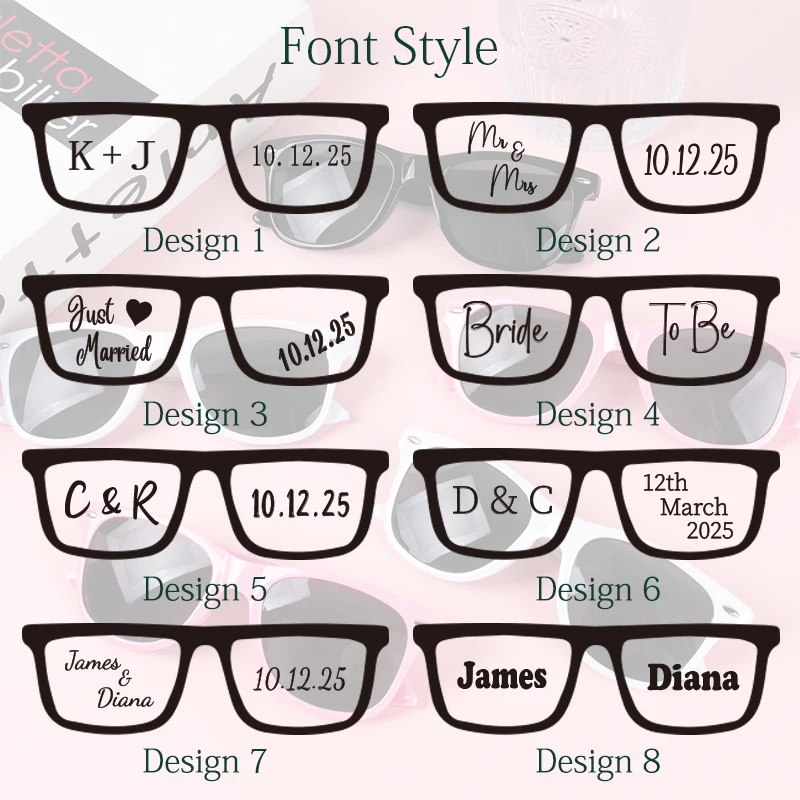 نظارات شمسية مخصصة لحفلات الزفاف وهدايا وصيفة العروس مخصصة لتكون نظارات شمسية مربعة لحفلات توديع العزوبية