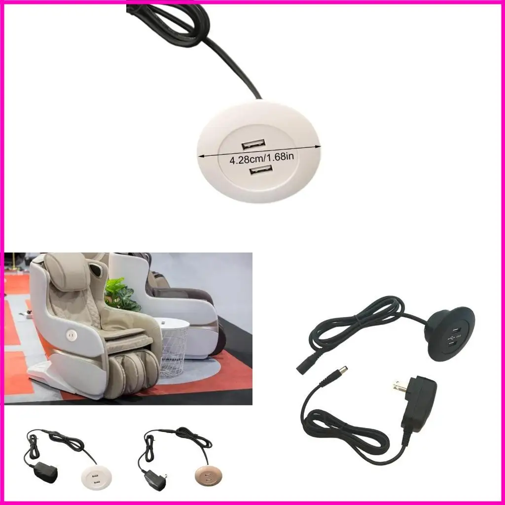 Double USB Charging Furniture Sofa Concealed USB Panel Desktop Embedded Double USB Socket for Laptop Charging