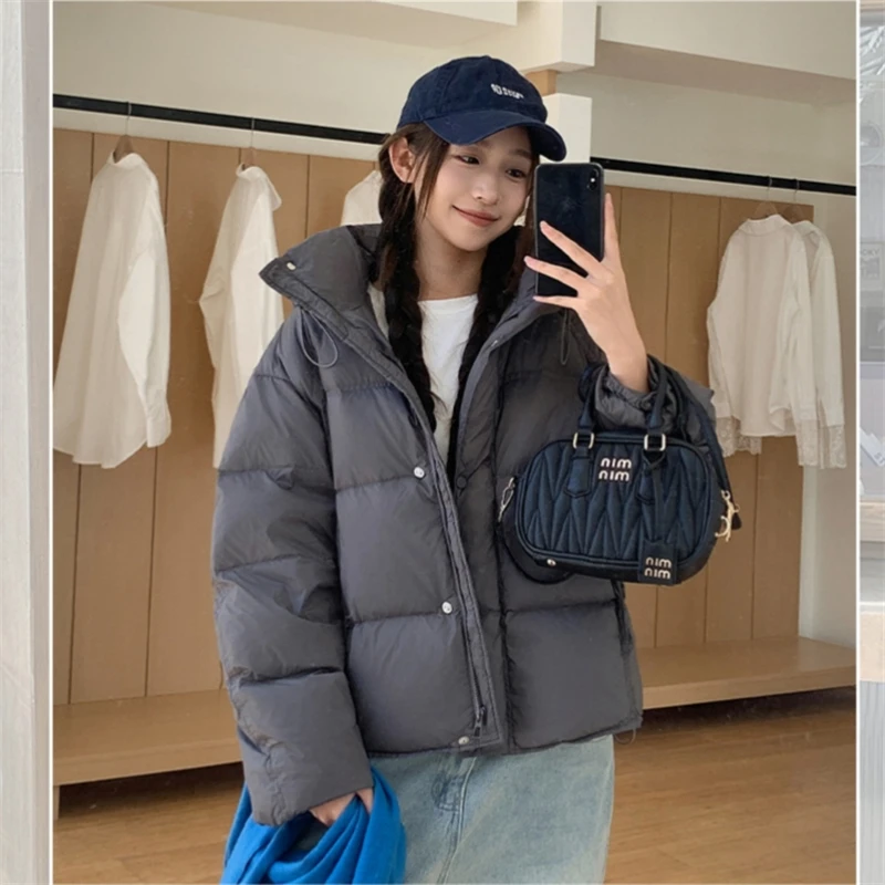 

Куртка 2025 года, однотонная стеганая куртка с капюшоном, одежда для хлеба, женская зимняя новая студенческая повседневная теплая хлопковая стеганая куртка, трендовое пальто