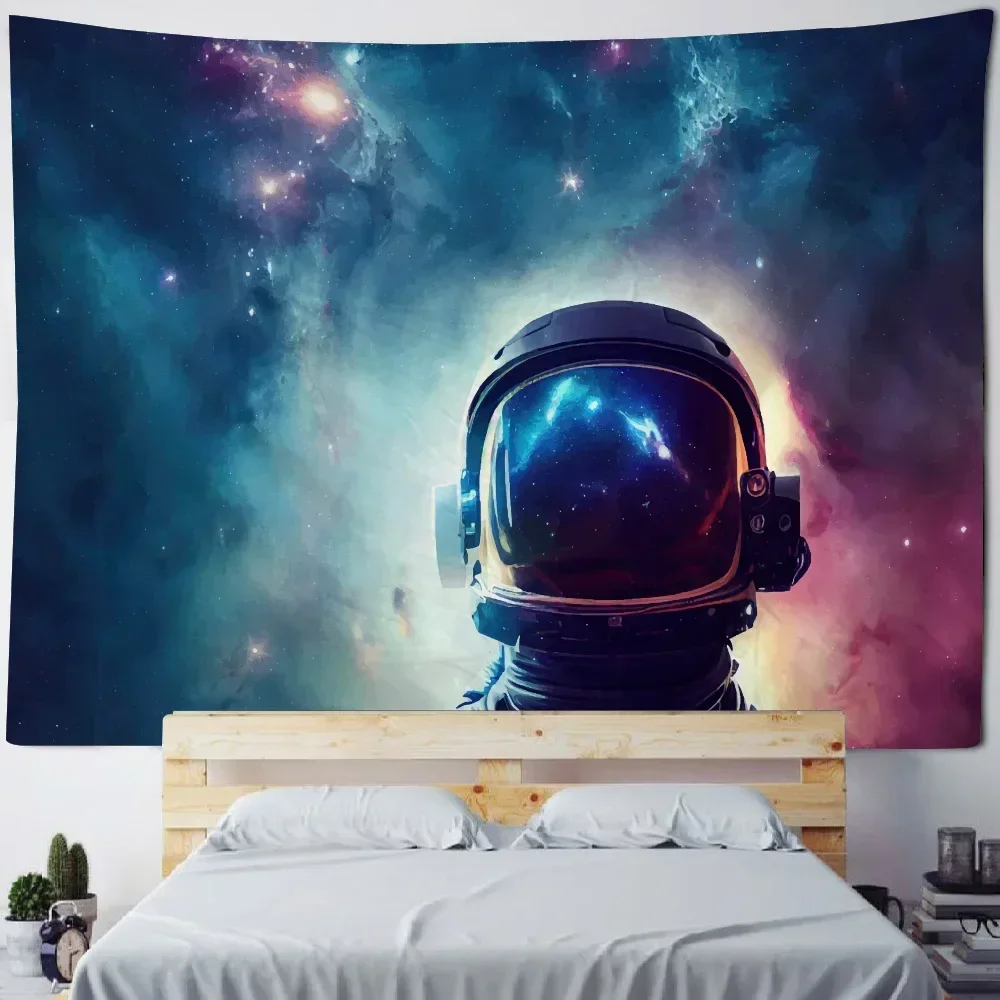 Astronauts and aliens tapestry wall-mounted kawaii cosmic magic home art decoration background cloth blanket sofa sheets