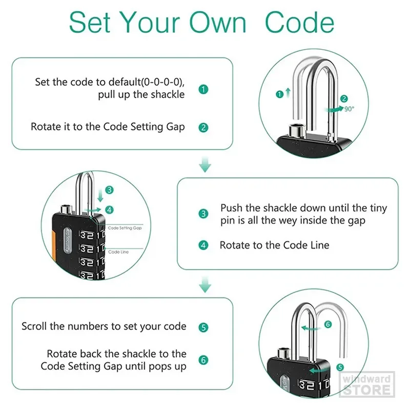 Zinc Alloy Password Cable Lock Motorcycle E-bike Scooter Bicycle Helmet Lock Anti-theft Steel Cable Box Cabinet Door Padlock