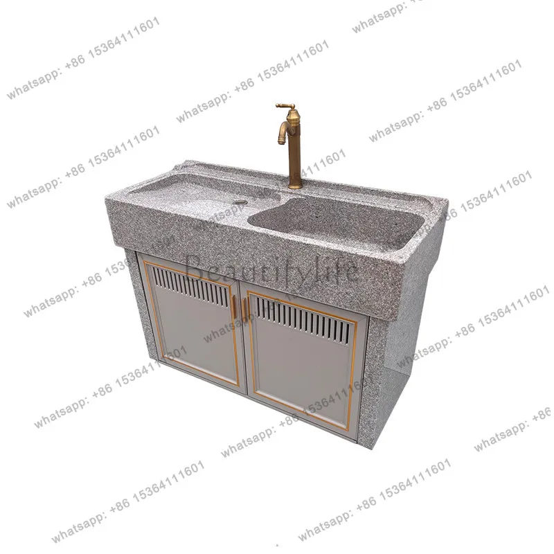 

Outdoor marble laundry sink with washboard balcony minimalist patio garden vanity