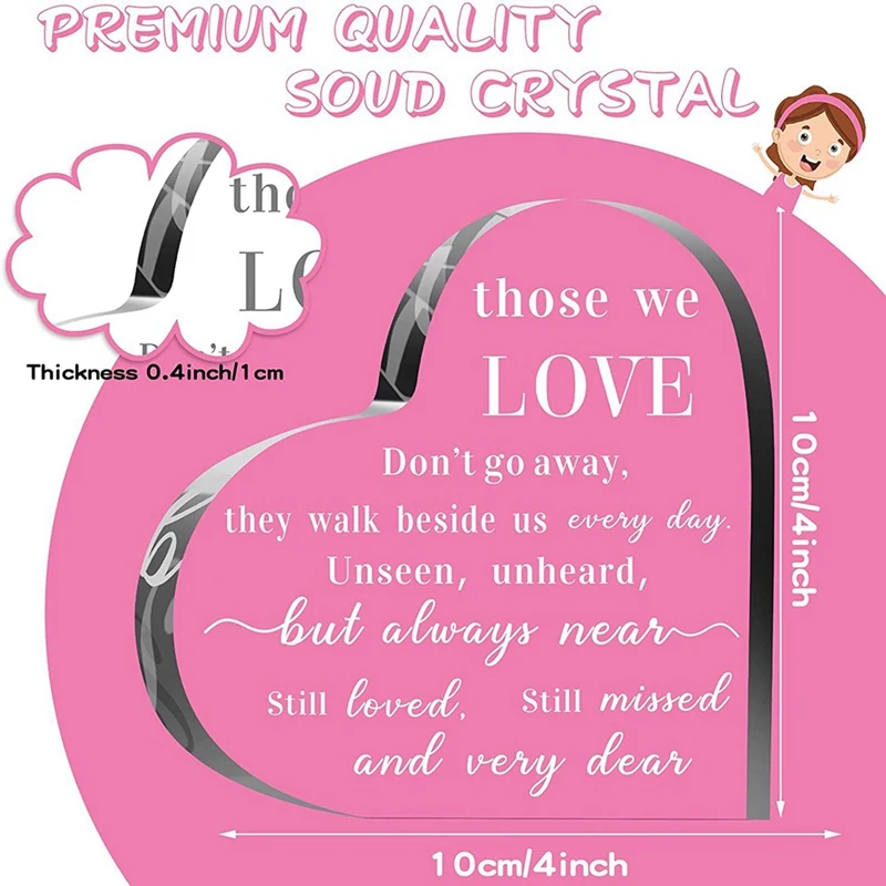 Sympathy Gifts Memorial Bereavement Gifts Crystal Glass Heart Condolence Gifts for Loss Of Loved One, Loss Of Father-A79M