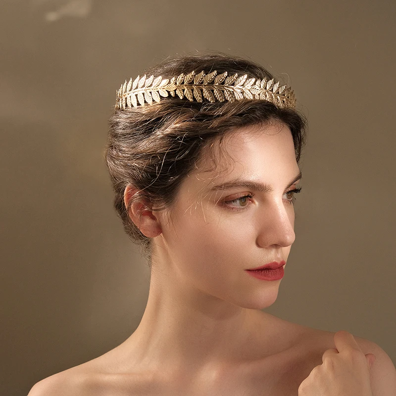 Halloween Greek Goddess Crown Gold Leaf Headband Tiara Roman Costume Accessories Brides Weddings Headdress For Girlfriend Diadem