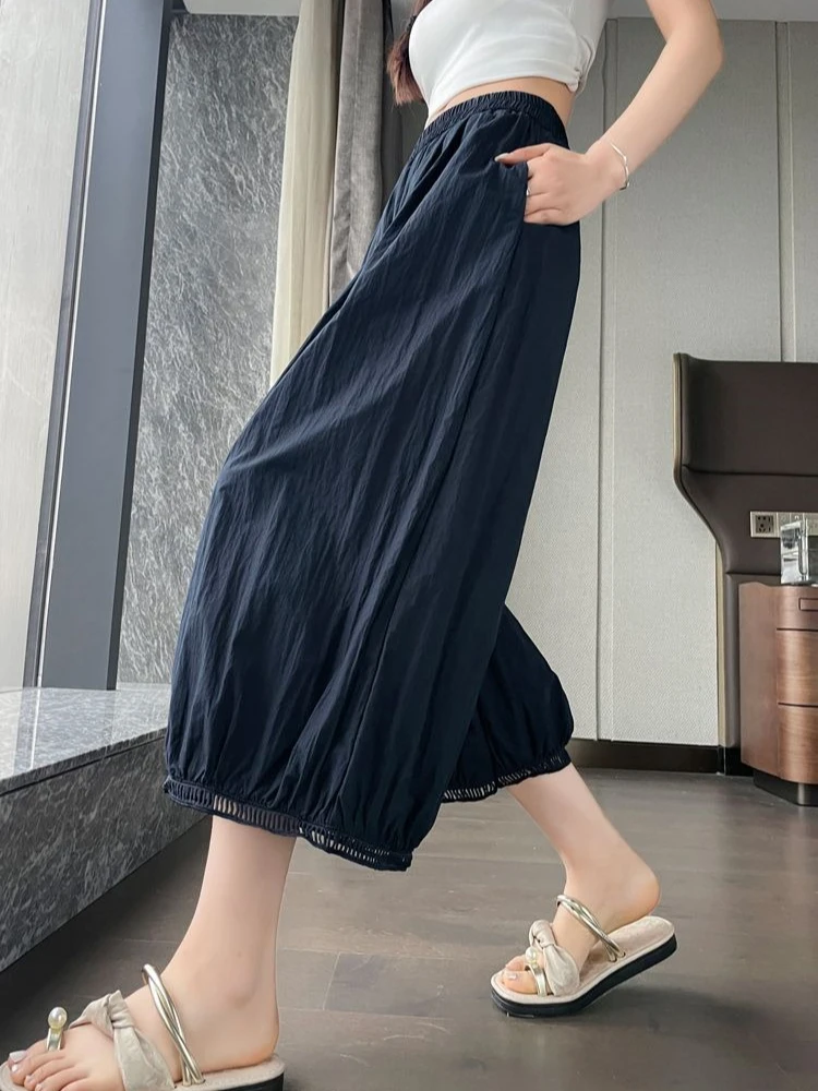 와이드 레그 여성 바지 모든 중간 의류 하라주쿠 편안한 스트레치 세련되고 우아한 슬랙스 미적 여성 바지 하렘