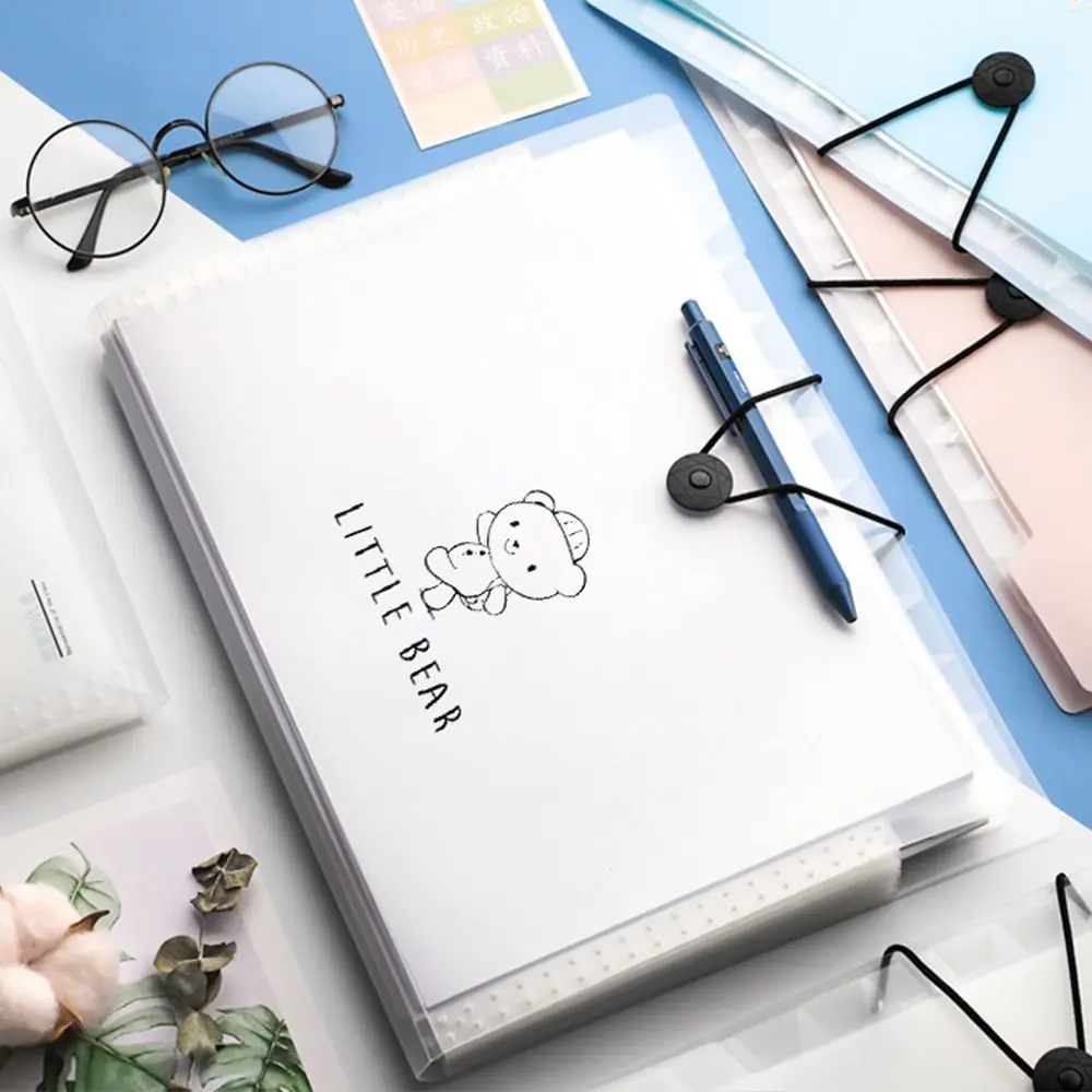 Cartoon Expanding Folder A4 Organ Bag High-capacity File Organizer A4 File Folder Little Bear Dustproof Blueprint