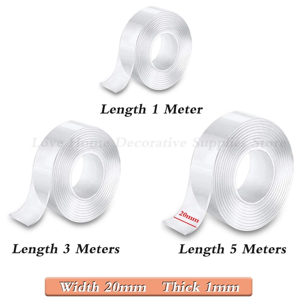 20/30/50mm Breedte Dubbelzijdige Tape Transparant Waterdicht Herbruikbare Nano Tape Sterke Kleverige Lijm Auto Ornament keuken Badkamer