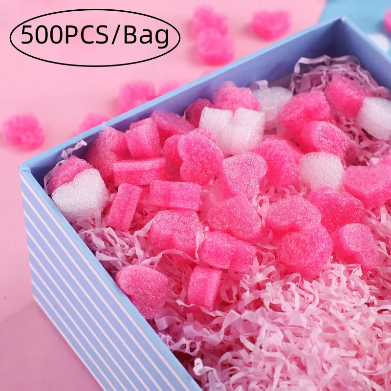 500Pcs/Bag White Pink Heart Shape Foam Box Filler Gift Box Love Foam DIY Wedding Favors Gift Box Packaging Supplies