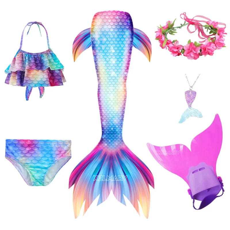 Kinder Mädchen schwimmen Meerjungfrau Schwanz Meerjungfrau Kostüm Cosplay Kinder Badeanzug Fantasie Strand Bikini kann Mono flosse Halloween hinzufügen