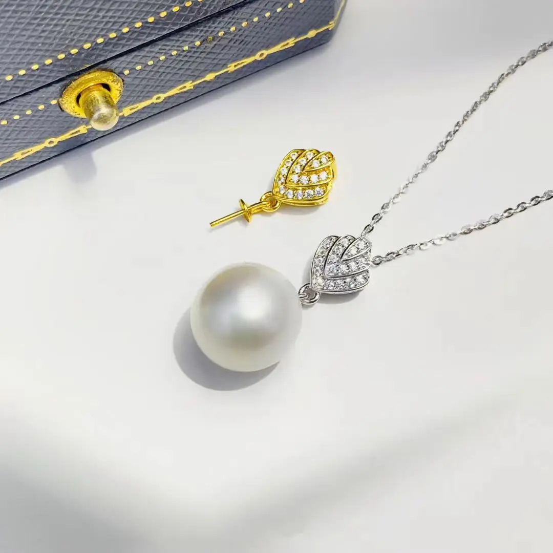 Wholesale S925 Sterling Silver Pendant Mount Base Mountings Findings Parts Fittings Accessories for 10-14mm Pearls 10pcs/lot