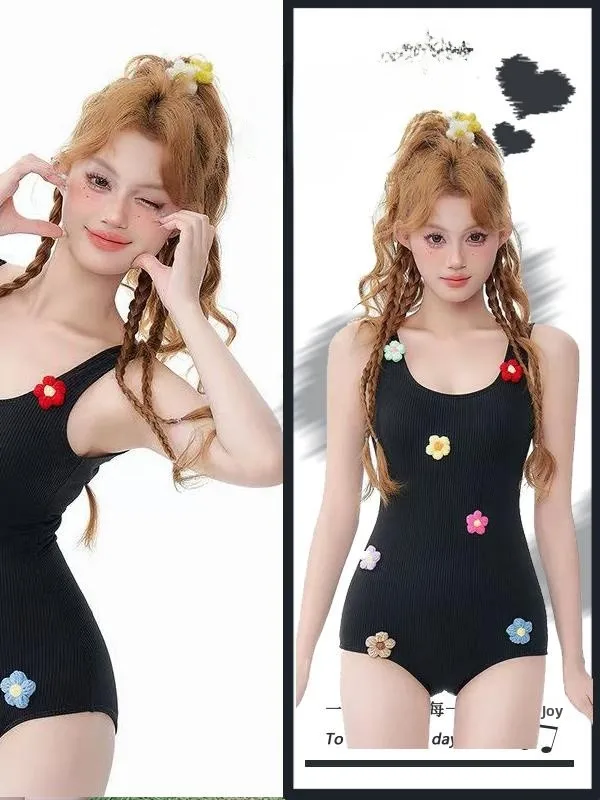 Sweet Japanese Sle One-Piece Swimsuit for Girls Student Teenage Girls Thermal Bath Swimwear Fixed Chest Pad No Sve