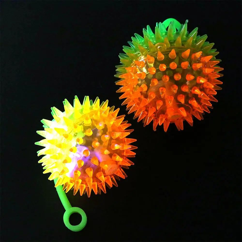 Bälle Vent Ball Glow In The Dark Glowing Elastic Ball Toy Glowing Hair Flash Ball Elastic Glow Hair Ball Led Light Up Toy