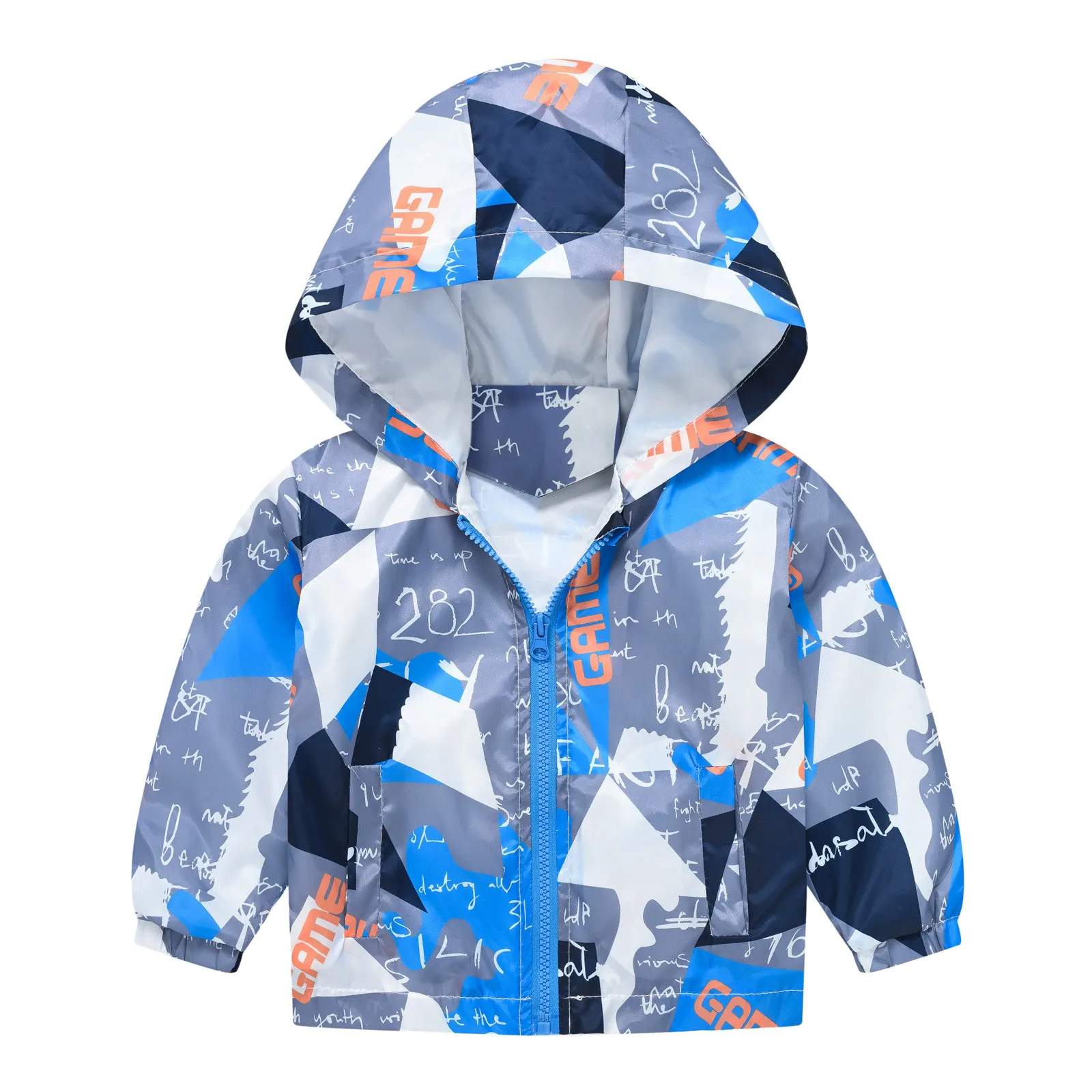 Autumn Kids Boy Jacket Children Hooded Zipper Windbreaker Fashion Cartoon Print Girl Coat Toddler Kids Waterproof Baby Outerwear