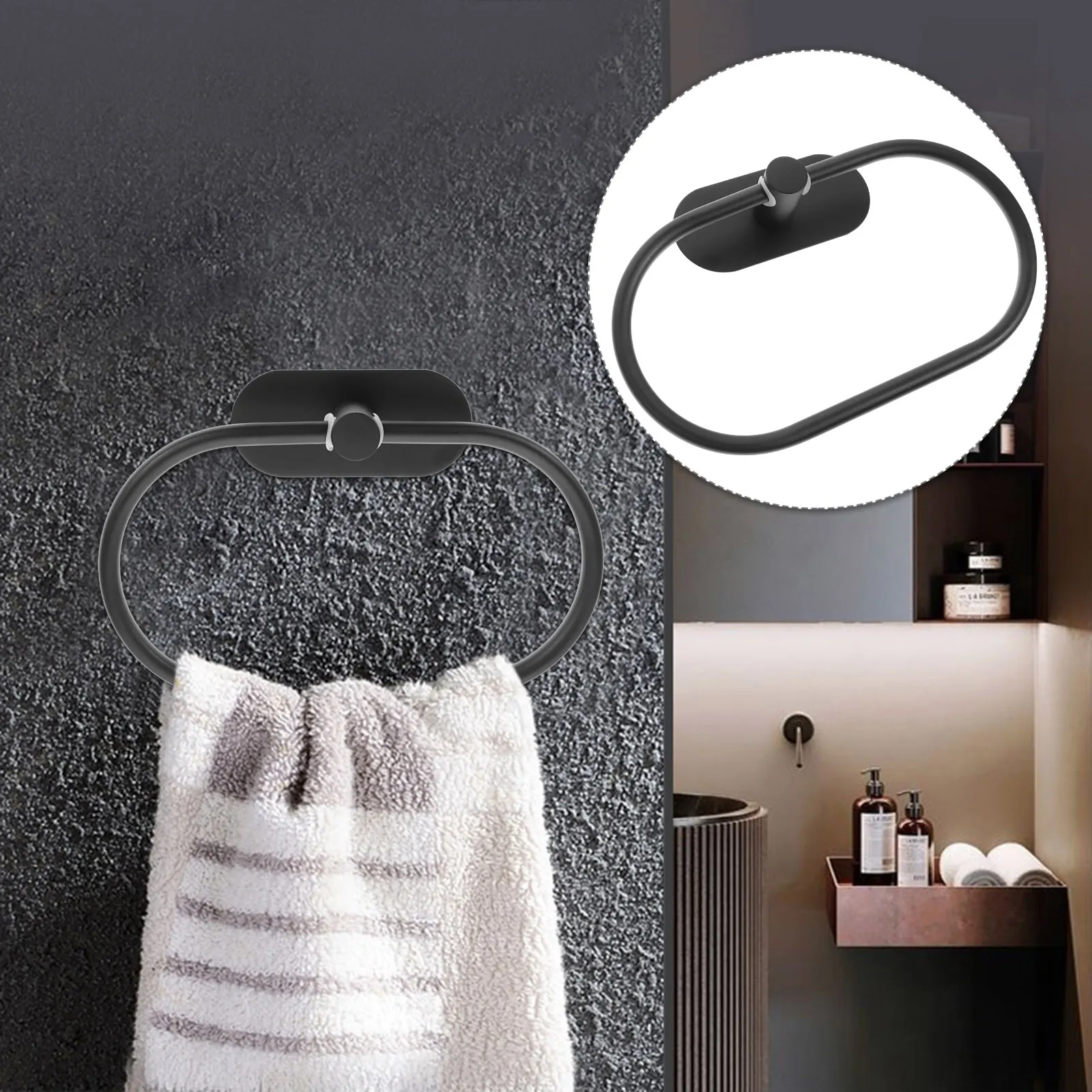 

Premium Stainless Steel Towel Holder Compact Round Towel Ring for Bathroom Sink Side Mounting No Punch Installation