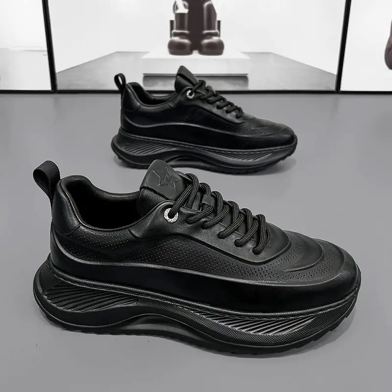 2026 New Men Korean Style Chunky Dad Sneakers Hidden Height Increasing White Running Sport Casual Shoes