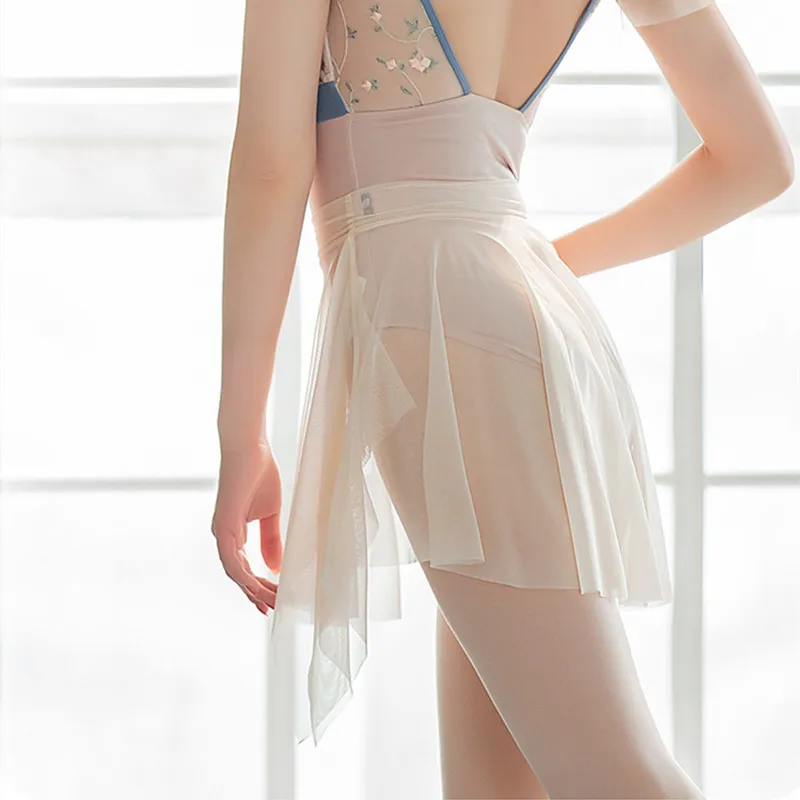 Adult Women Wide Waist Transparent Soft Chiffon Tutu Dance Skirt Sarong Training Ballet Skirt