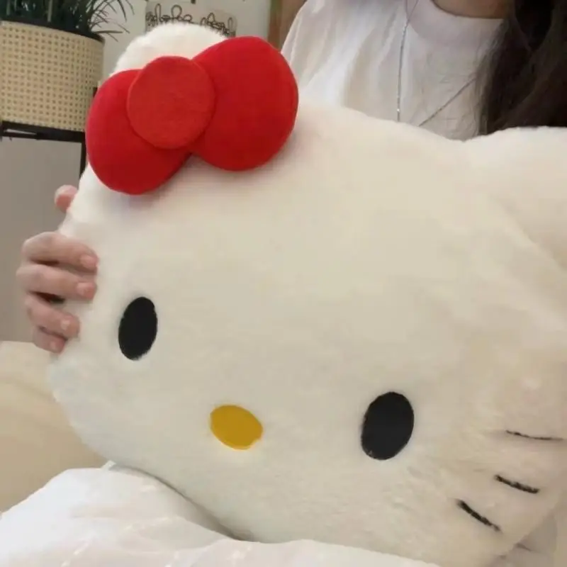 Kawaii Sanrio Hello Kitty Big Head Pillow Soft Filling Doll Office Bolster Cute Cartoon Kt Cat Plush Toy Decoration Kid Gift