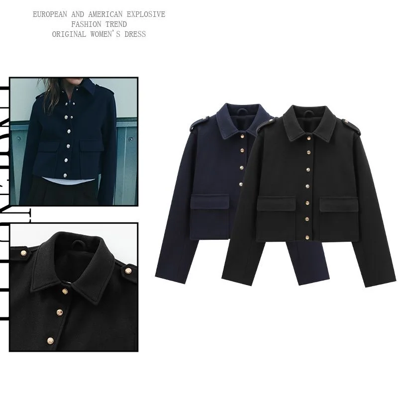 Otoño europeo y americano Ins nicho personalidad solapa estilo fragante chaqueta temperamento ropa casual para ir al trabajo