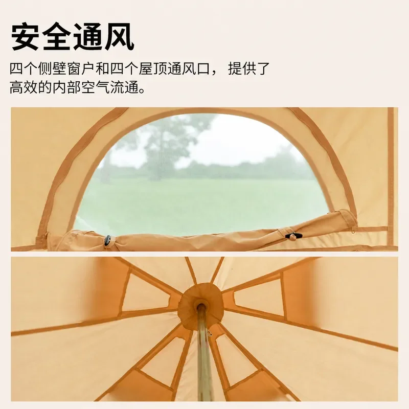Manufacturer Yurt Tent Camp Tent Outdoor Pyramid Cotton Tent Rainproof Sunscreen Camping  Bell Shape