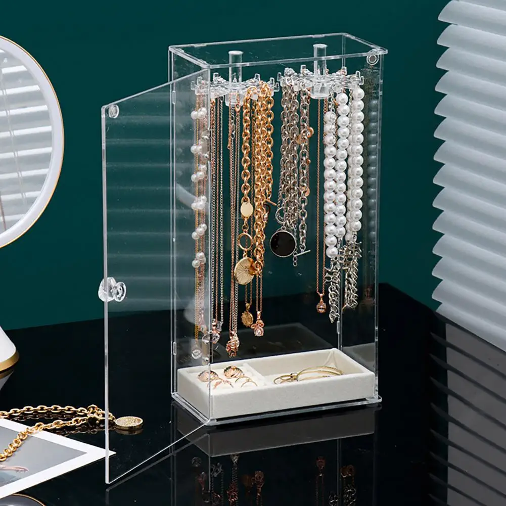 Space-saving Jewelry Storage Jewelry Rack Organizer with Capacity Rotatable Necklace Holder Dustproof Earrings Display for Easy