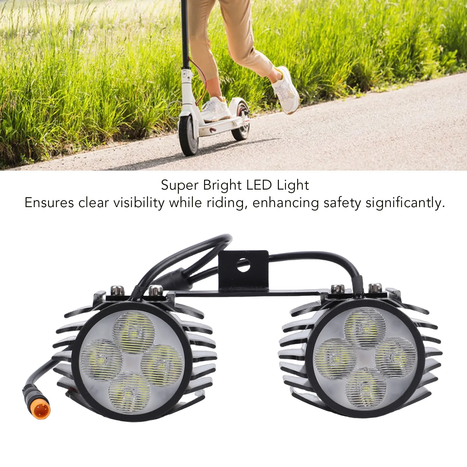 Electric Scooter Double Head Front Light Fit for Waterproofing High Brightness Easy Using LED Electric Scooter Handlebar Lamp