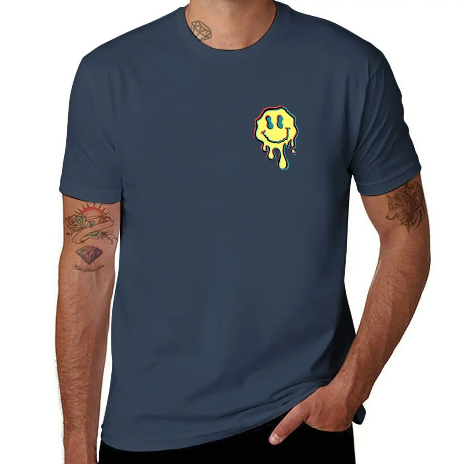 Trippy Melting Smiley face T-Shirt topping affliction shirts basketball graphic tees mens cotton t shirts