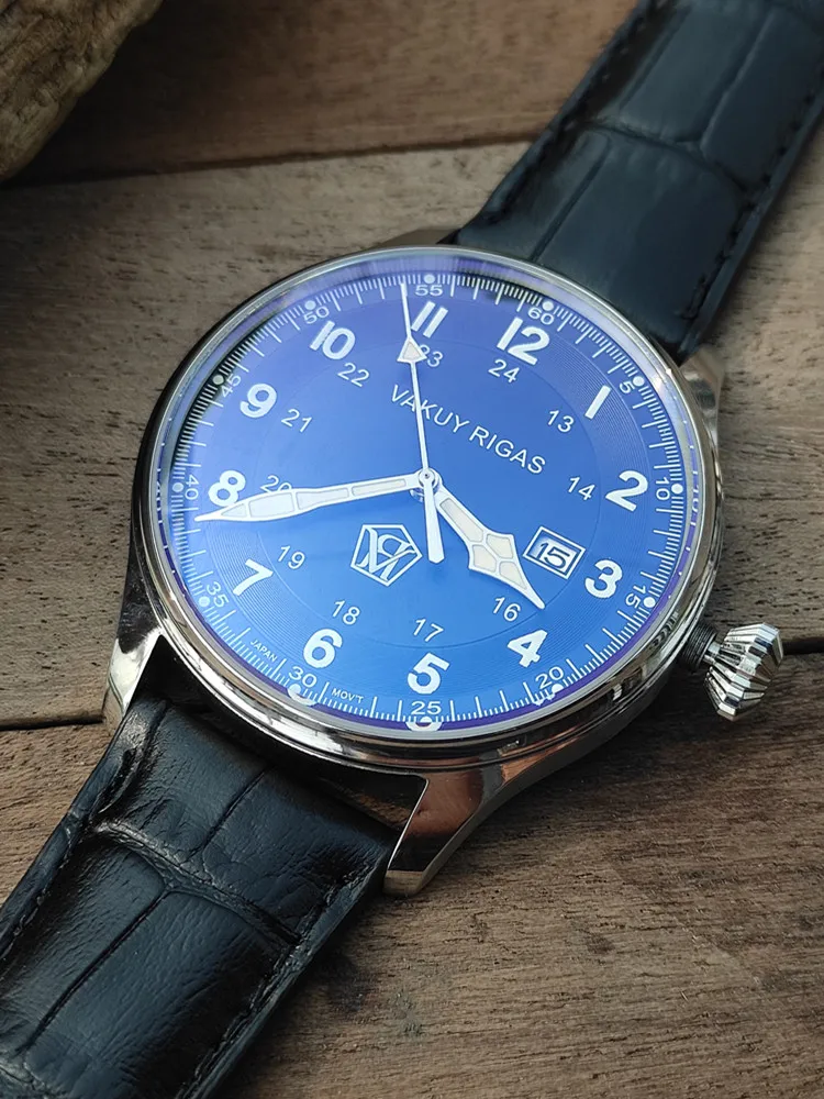 44MM Vakuy Automatic Mechanical Watch German Pilot Exquisite NH35 Movement Luminous Calendar Gas Needle Waterproof Luminous