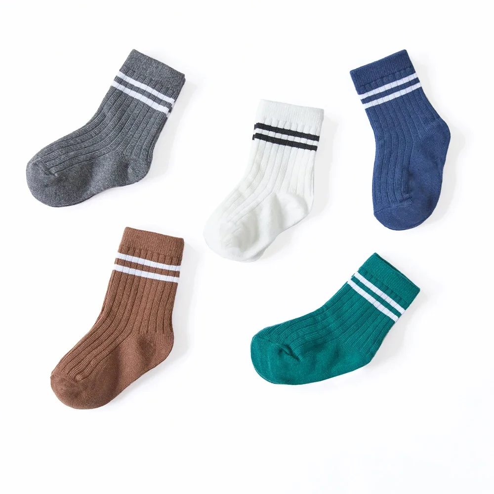 3pairs/lot Infant Boys Striped Socks Cotton Ribbed Stretch Mouthed Babies Boys Short Socks Newborn Toddler Boys Sporty Sock Pack