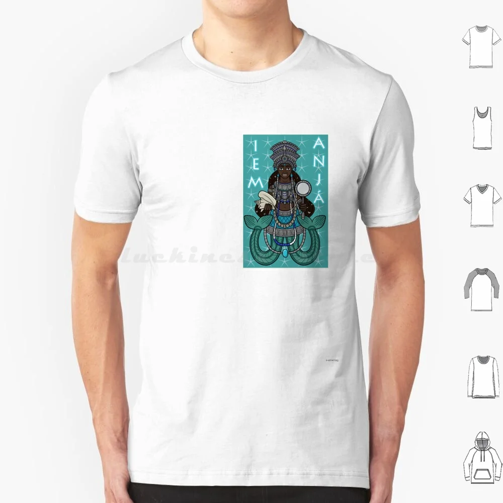Camiseta Iemanja de algodón para hombres y mujeres, estampado artesanal, Iemanja Yemaya Orixa Orisha