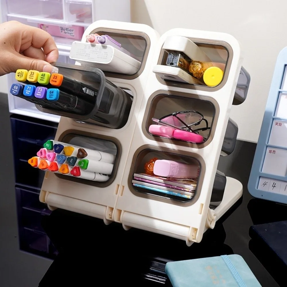 New Large Capacity Desktop Storage Box Foldable Multifunctional Oblique Pen Holder Removable Pencil Container Desktop Organizer