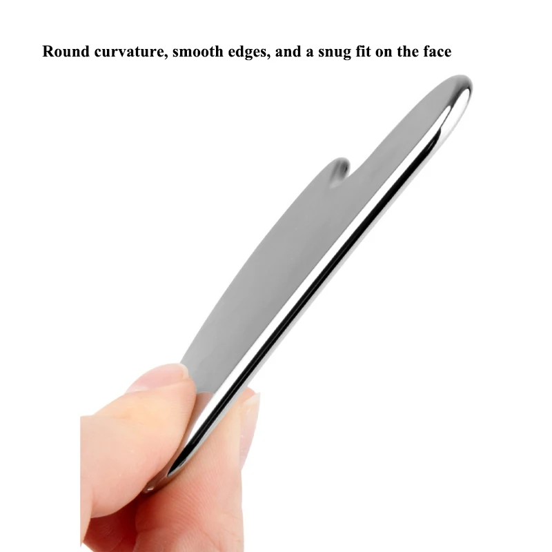 Stainless Steel Facial Gua Sha Board Face Neck Lifting Double Head Ear Body Massage Acupuncture Acupoint Probe Pen Skincare Tool