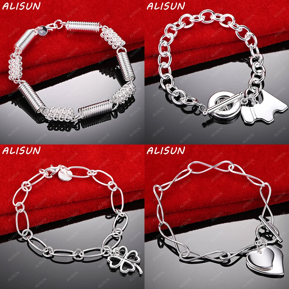 

ALISUN 925 Sterling Silver Design Bracelets Geometric For Women Men Creativity Gifts Street All-match Party And Daily Wear