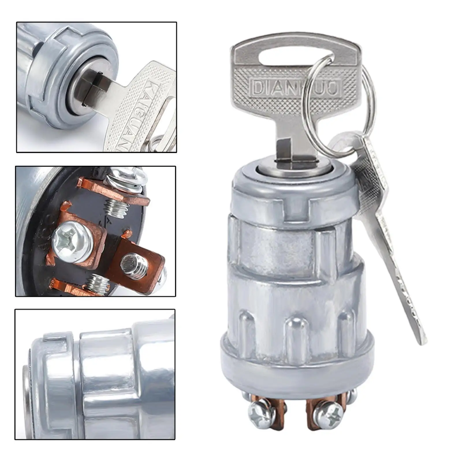 Ignition Switch Engine Start Switch Portable Spare Parts Weatherproof Replacement with 2 Key 4 Position for JK424 Truck