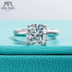 AnuJewel-Almofada Corte Anel Moissanite para Mulheres, Anéis De Noivado, Jóias De Casamento, Prata Esterlina 925, Atacado, 3.5ct Cor D