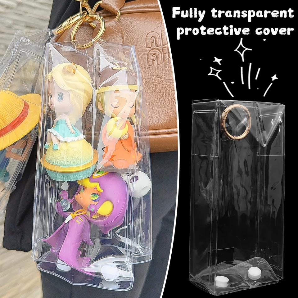 Coque Acrylique Figurines Boîtier Acrylique Pour Labubu - Protection Transparente Avec Porte-clés Boîtier Protection Figurine