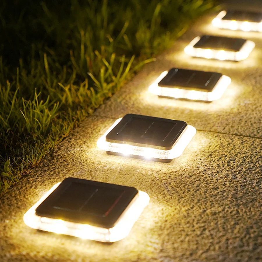 Solar Ground Light 8LED Waterproof Road Warning Step Lamp Outdoor Solar Garden Buried Light For Coutyard Sidewalk Pathway Decor