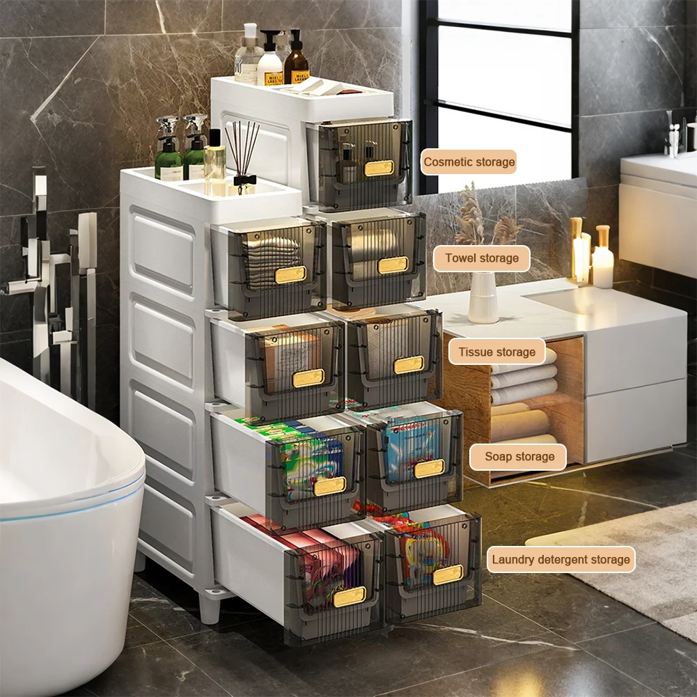 Bathroom Storage Cabinet 4/5 Tier Waterproof Bathroom Crevice Cabinet Restroom Storage Cabinet for Small Spaces Bedroom Bathroom