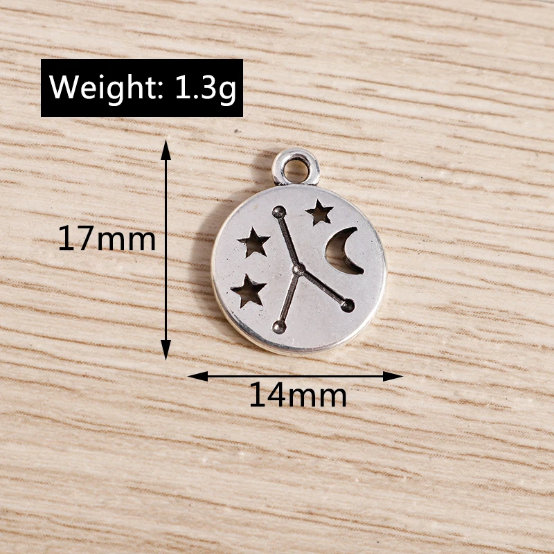 Tusember 20pcs 17*14mm Alloy Zodiac Charms Metal Constellation Pendants For DIY Handmade Jewelry Accessories Making