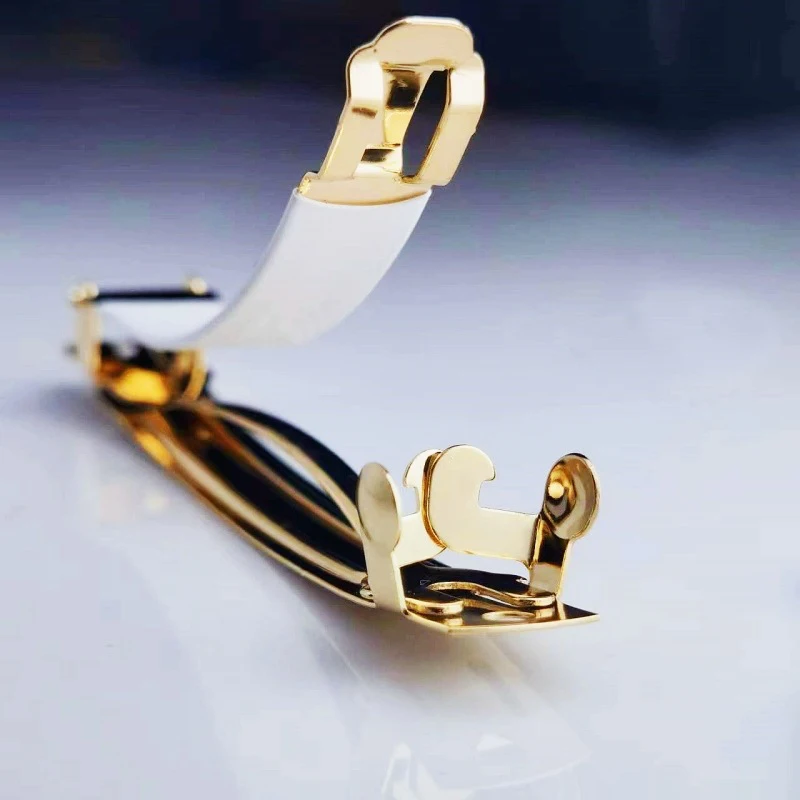 10PCS 8CM Golden Metal French Barrettes With White Rubber Tube Plain Snap Hairpin Automatic Hair Clips for DIY Hair Accessories view 5