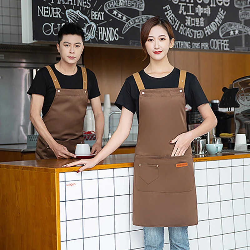 

New Fashion Kitchen Aprons for Woman Men Chef Work Apron for Grill Restaurant Bar Shop Cafes Beauty Nails Studios Uniform