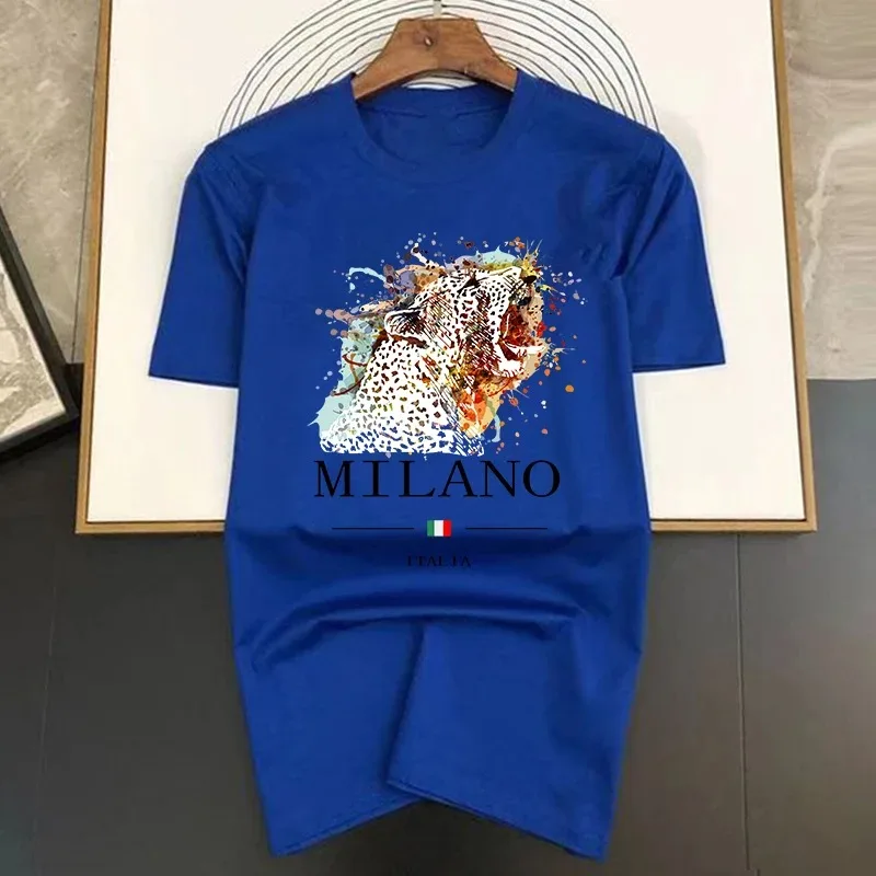 Brand Summer Milano Letters Print Y2k T-shirt Short Sleeved Luxury Tees Clothing Loose Pure Cotton Soft Tops Asian Size S-4XL