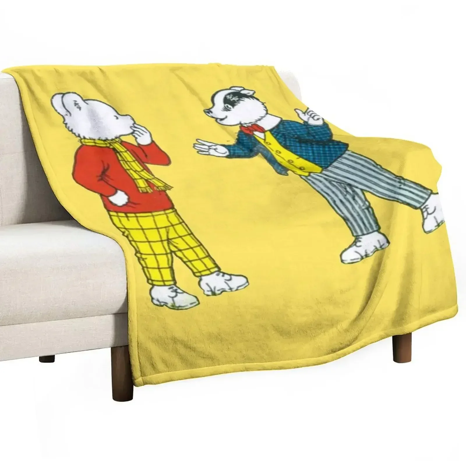 Rupert bear and bill badger Throw Blanket blankets and throws Picnic Custom Soft Blankets