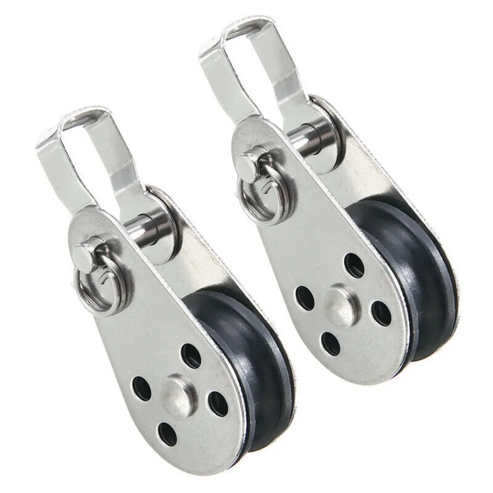 2pcs 304/316 Stainless Steel Pulley Single Wheel Nylon Sheave Load Bearing Swivel 25mm Marine Hardware Kayak Boat Accessories