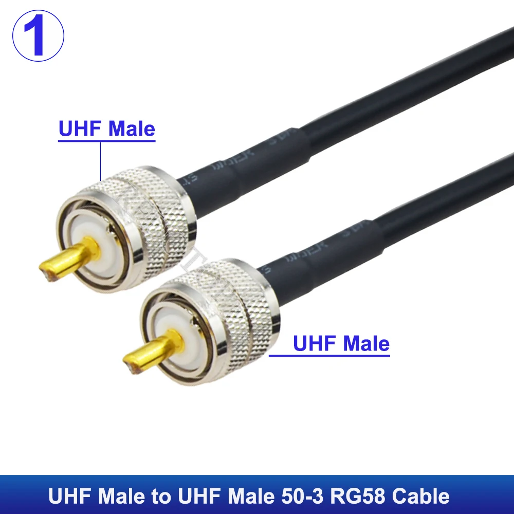 1Pcs RG58 PL259 UHF Male Plug to SO239 UHF Female Jack Connector 50Ohm UHF RG-58 RF Coaxial Low Loss Extension CB Radio Cable